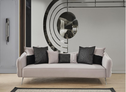 Three-seater Chesterfield sofa, 3-seater sofas, modern design, fabric, white